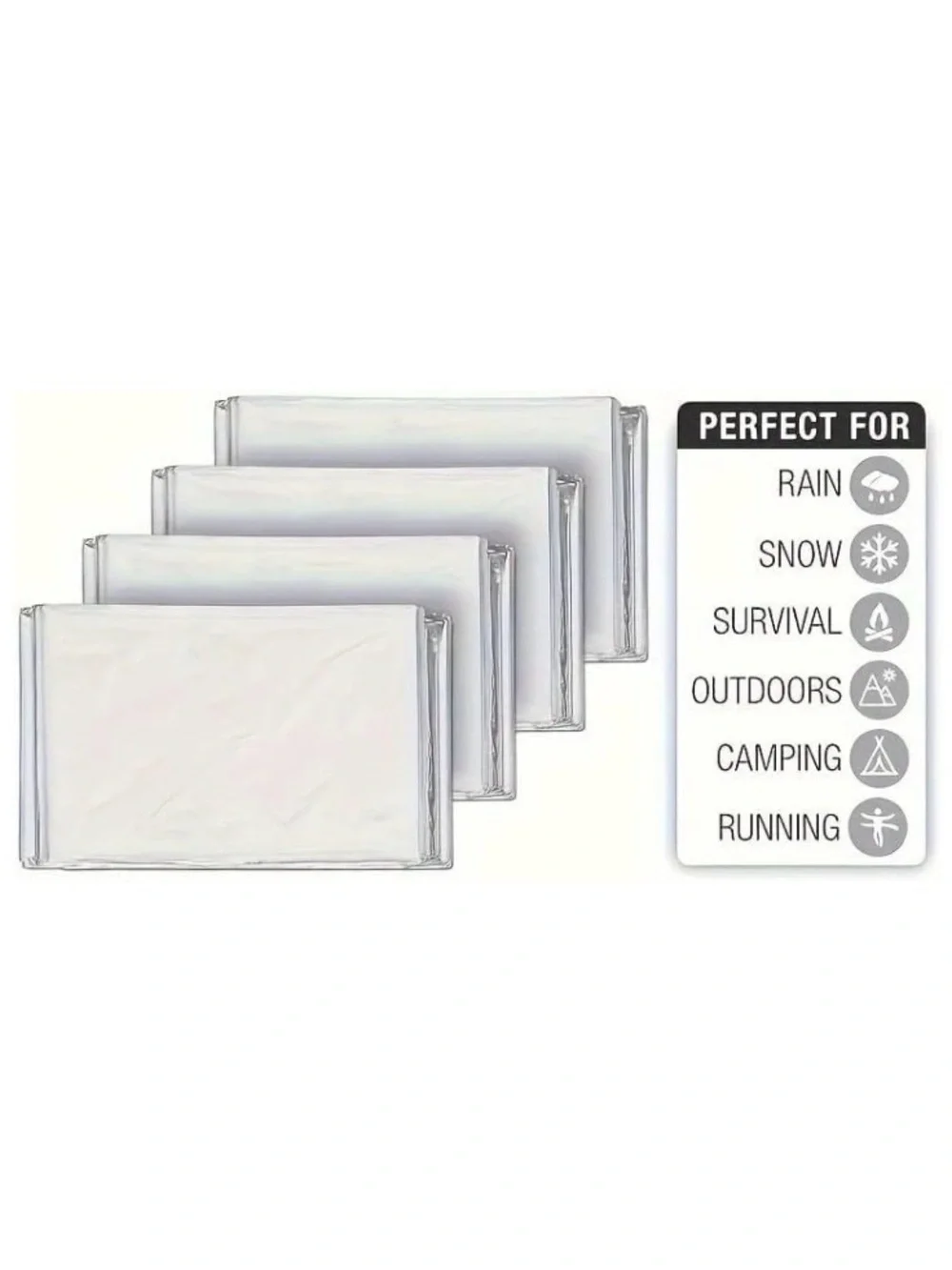 💞 New 55”x82” Silver & Gold Reflective Emergency Mylar Survival Blanket